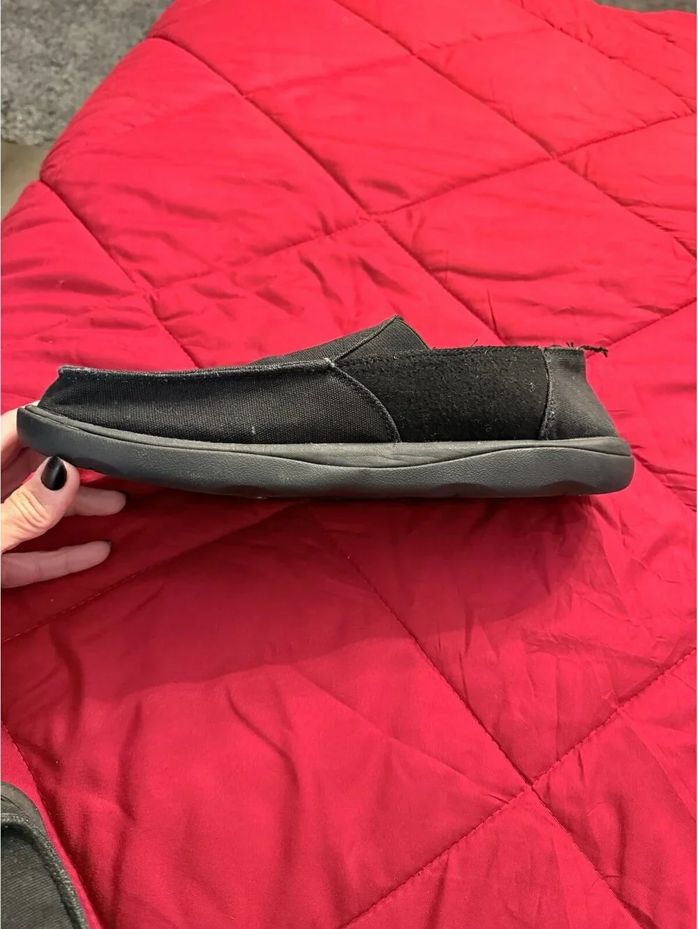 Sanuk Men’s Vagabond Sidewalk Surfers Black Canvas Slip-On Shoes Size 12